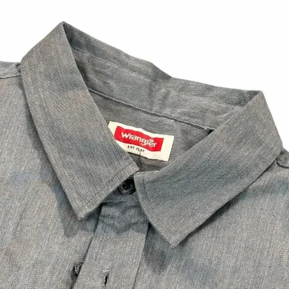 Grey Wrangler cotton button-up shirt size XL - Perfect condition - Picture 5 of 8